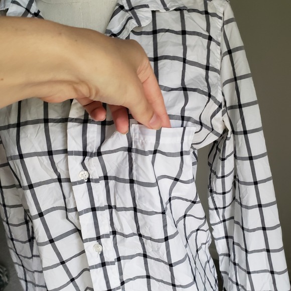 Frank & Eileen Barry Button Down Shirt Plaid Checkered Long Sleeve Top Medium - Picture 2 of 12